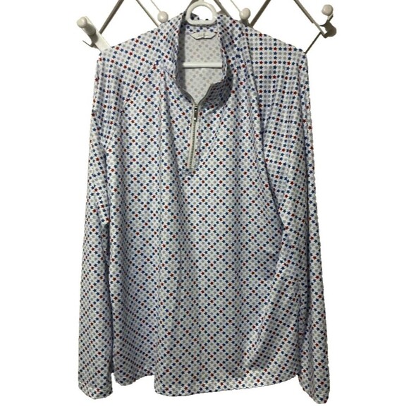 Lady Hagen Women’s XXL Quarter Zip Golf Shirt Blue Red Stars Patriotic Top USA - Picture 2 of 7